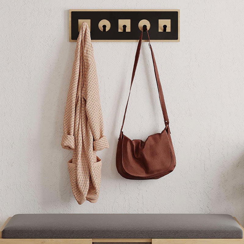 Wall Hanger SHORTY Oak - Black, featuring a sleek design with five metal hangers, perfect for stylish organization.